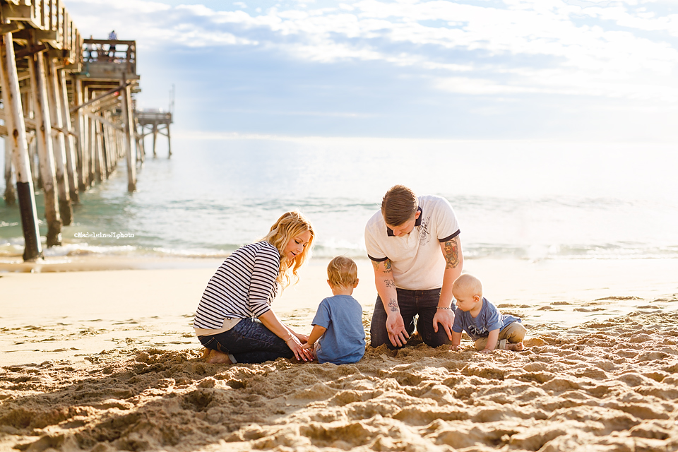 Beach Orange County playful and relaxed family session photographer. True lifestyle session. Madeleine JL Photography